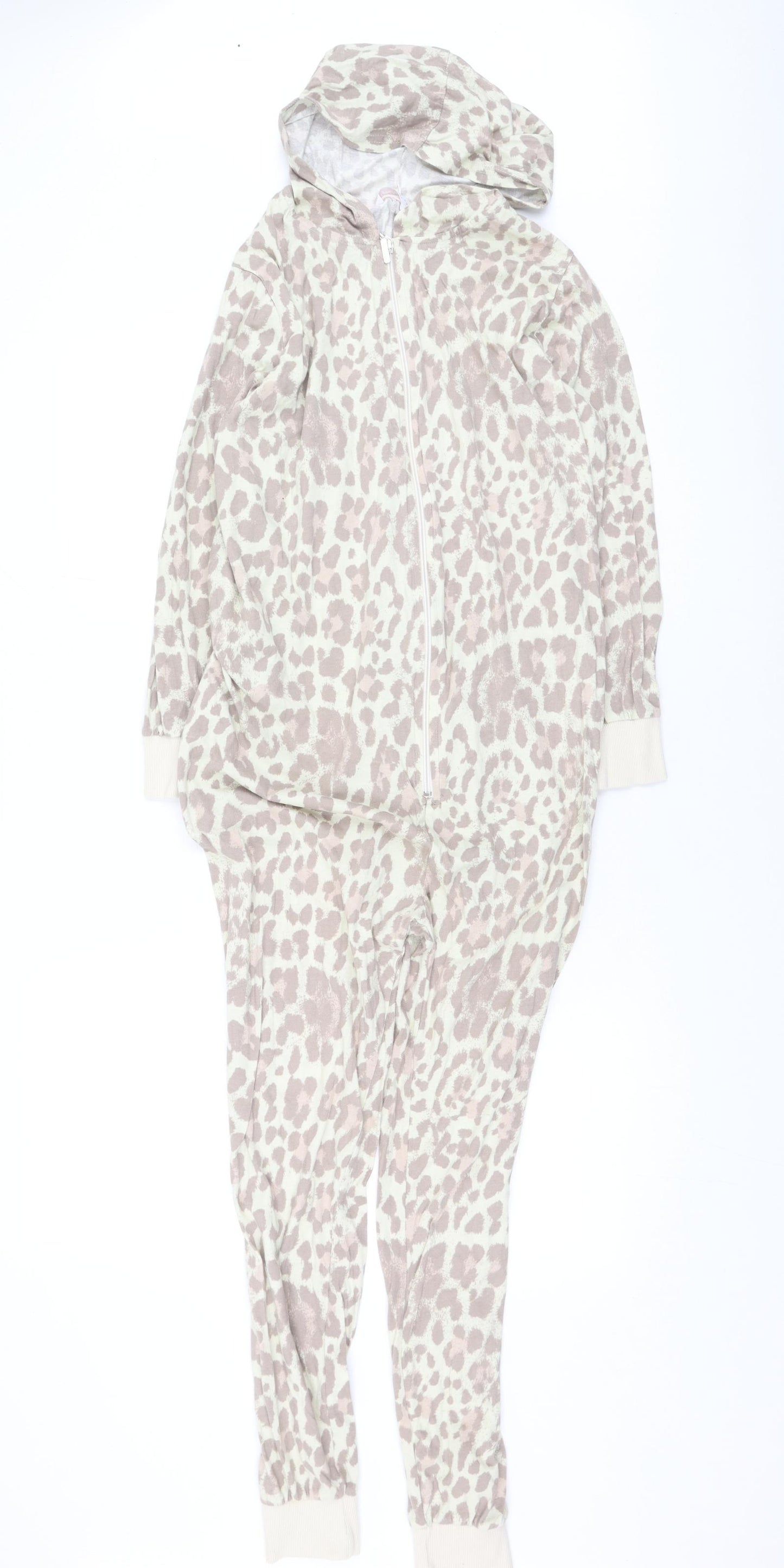 Preworn Girls Beige Animal Print Cotton Top One Piece Size 12-13 Years