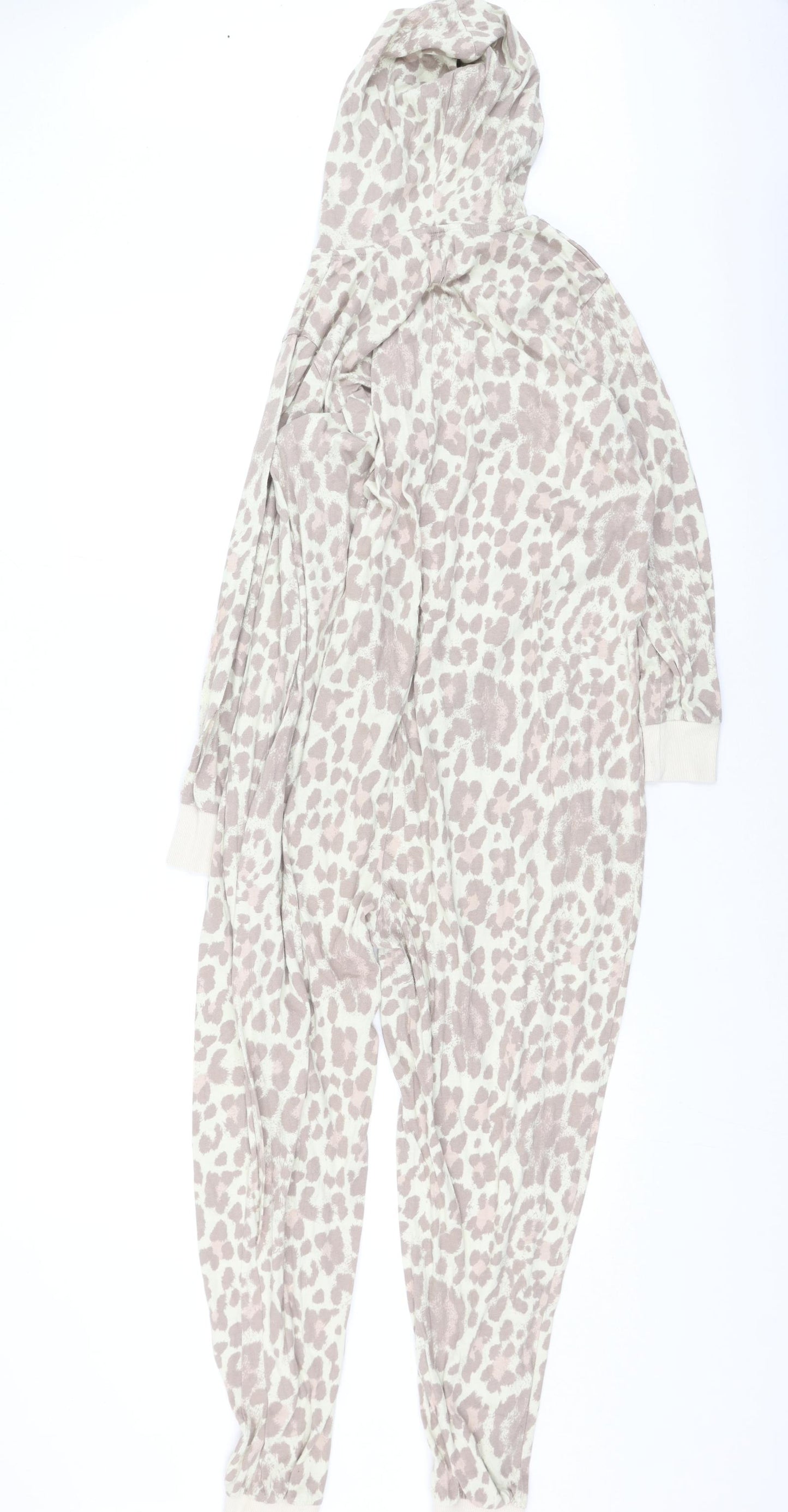 Preworn Girls Beige Animal Print Cotton Top One Piece Size 12-13 Years