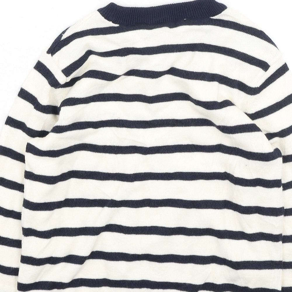 H&M Girls Multicoloured Round Neck Striped Polyester Pullover Jumper Size 3-4 Years