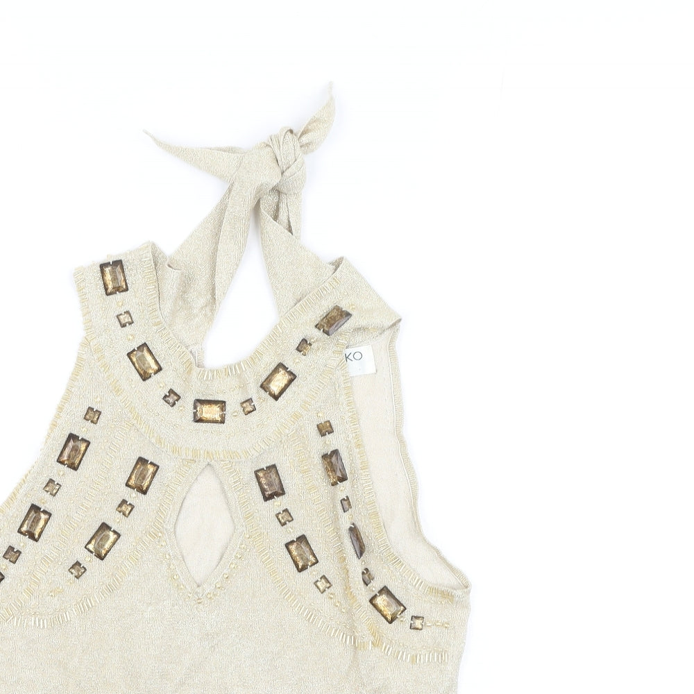 Kaliko Womens Gold  Viscose Camisole Tank Size 10 Halter