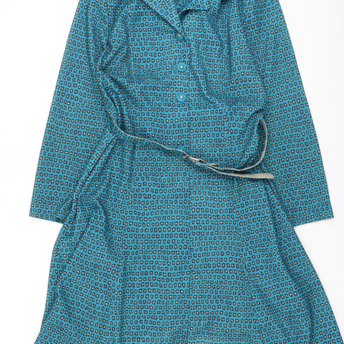 Richard Stump Womens Green  Polyester Fit & Flare  Size 14  Collared