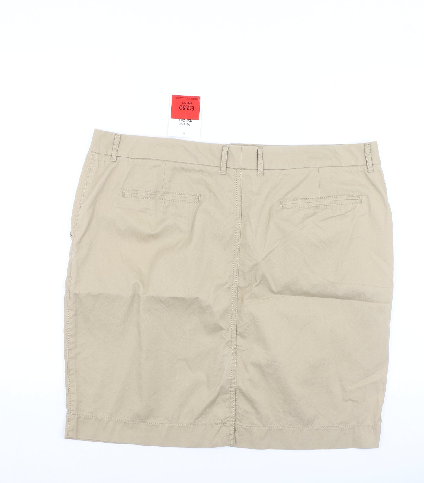 Marks and Spencer Womens Beige  Cotton A-Line Skirt Size 18