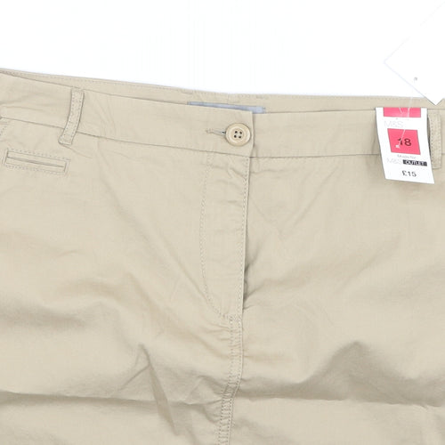 Marks and Spencer Womens Beige  Cotton A-Line Skirt Size 18