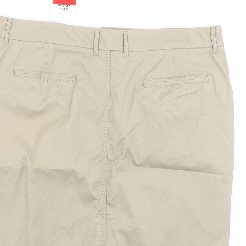 Marks and Spencer Womens Beige  Cotton A-Line Skirt Size 18