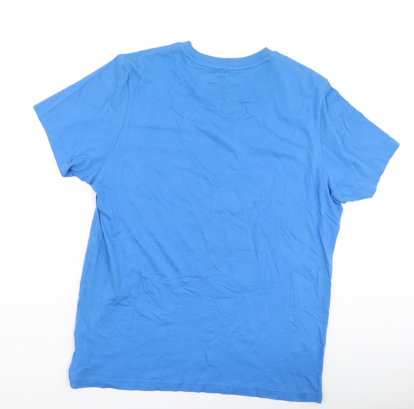 adidas Mens Blue  Cotton  T-Shirt Size L Round Neck