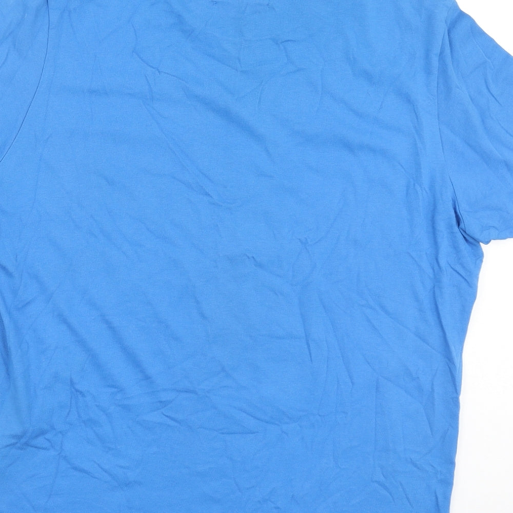 adidas Mens Blue  Cotton  T-Shirt Size L Round Neck