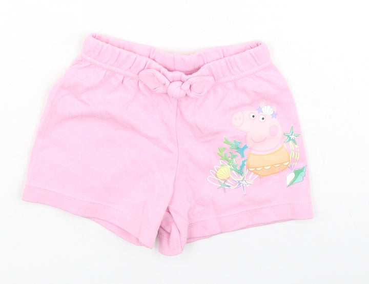 George  Girls Pink  Cotton Cropped Leggings Size 9-12 Months   - Peppa pig