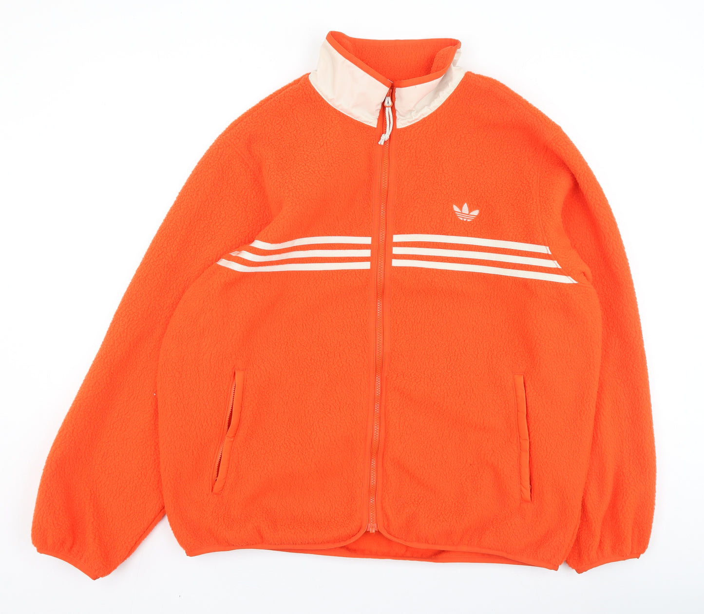 adidas Mens Orange High Neck  Polyester Full Zip Jumper Size L