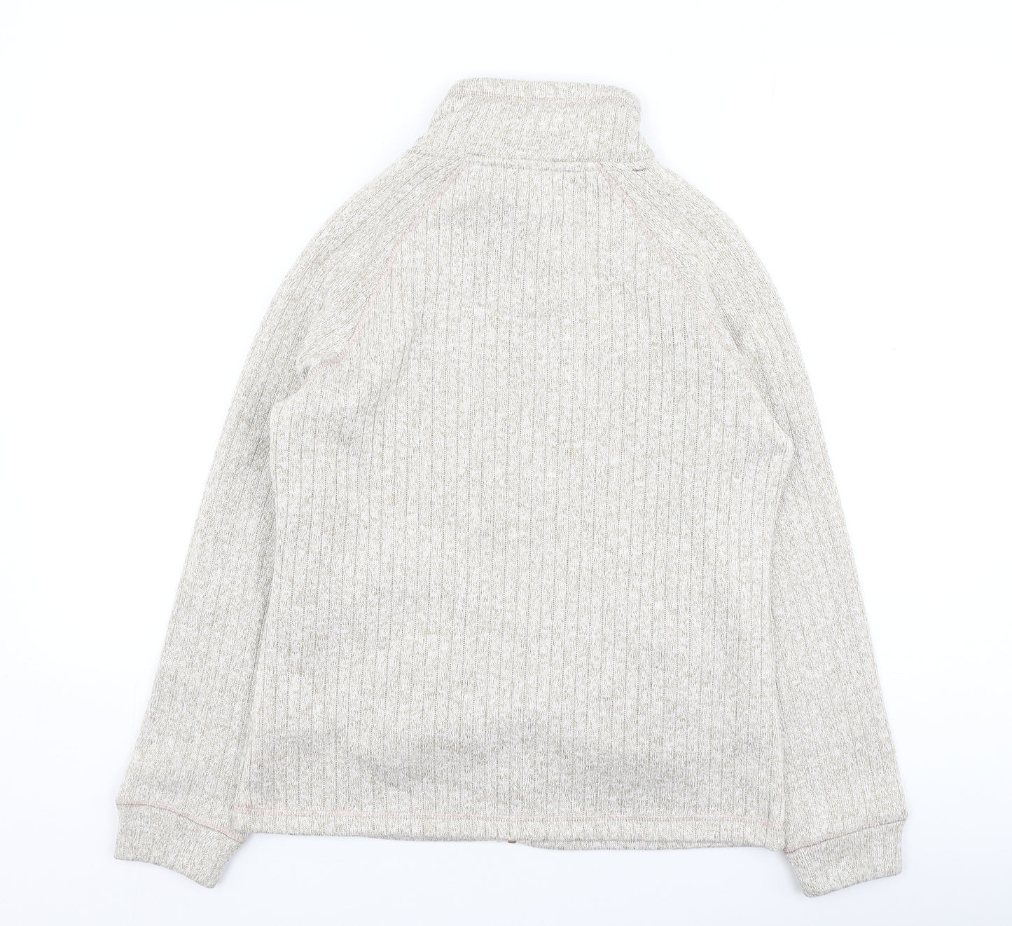 TU Womens Beige High Neck  Polyester Full Zip Jumper Size 10