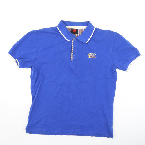 Canterbury Mens Blue  Cotton  Polo Size S Collared