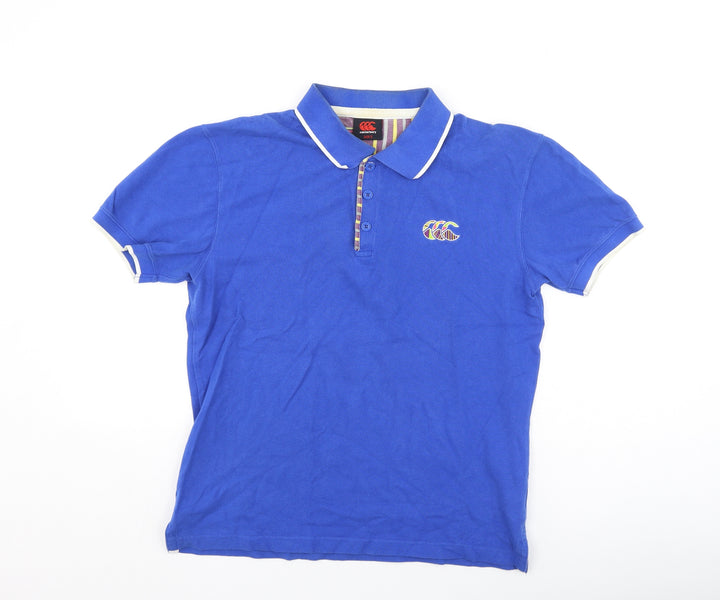 Canterbury Mens Blue Cotton Polo Size S Collared