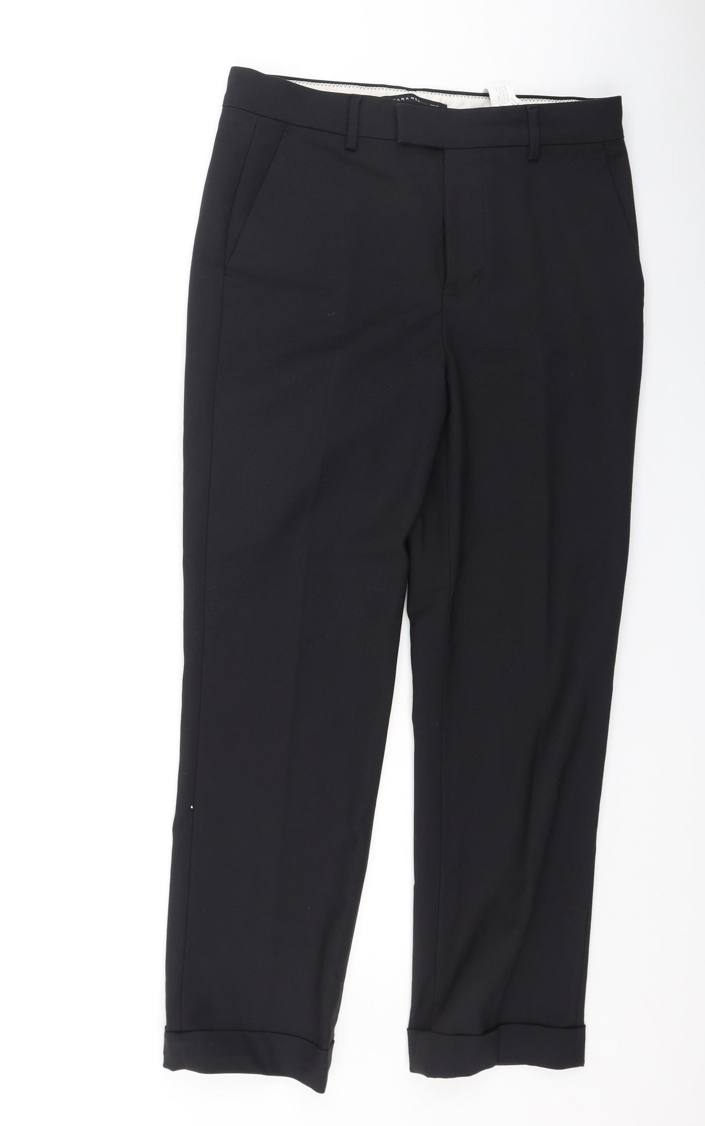 Zara Womens Black  Cotton Trousers  Size 38 L28 in Regular