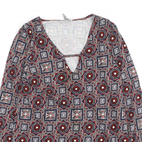 ASOS Womens Multicoloured Geometric Cotton Fit & Flare  Size 10  Round Neck