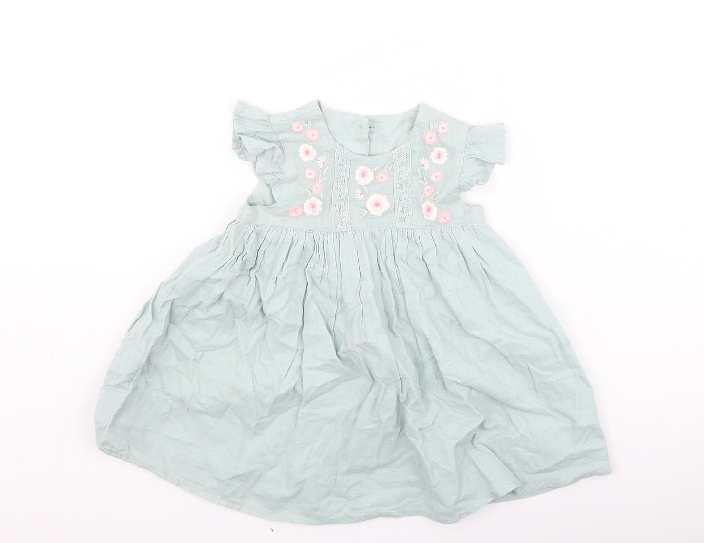 George  Girls Green  Cotton Fit & Flare  Size 9-12 Months  Round Neck