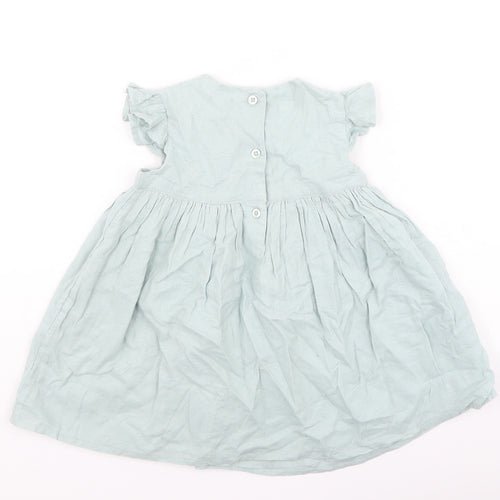George  Girls Green  Cotton Fit & Flare  Size 9-12 Months  Round Neck