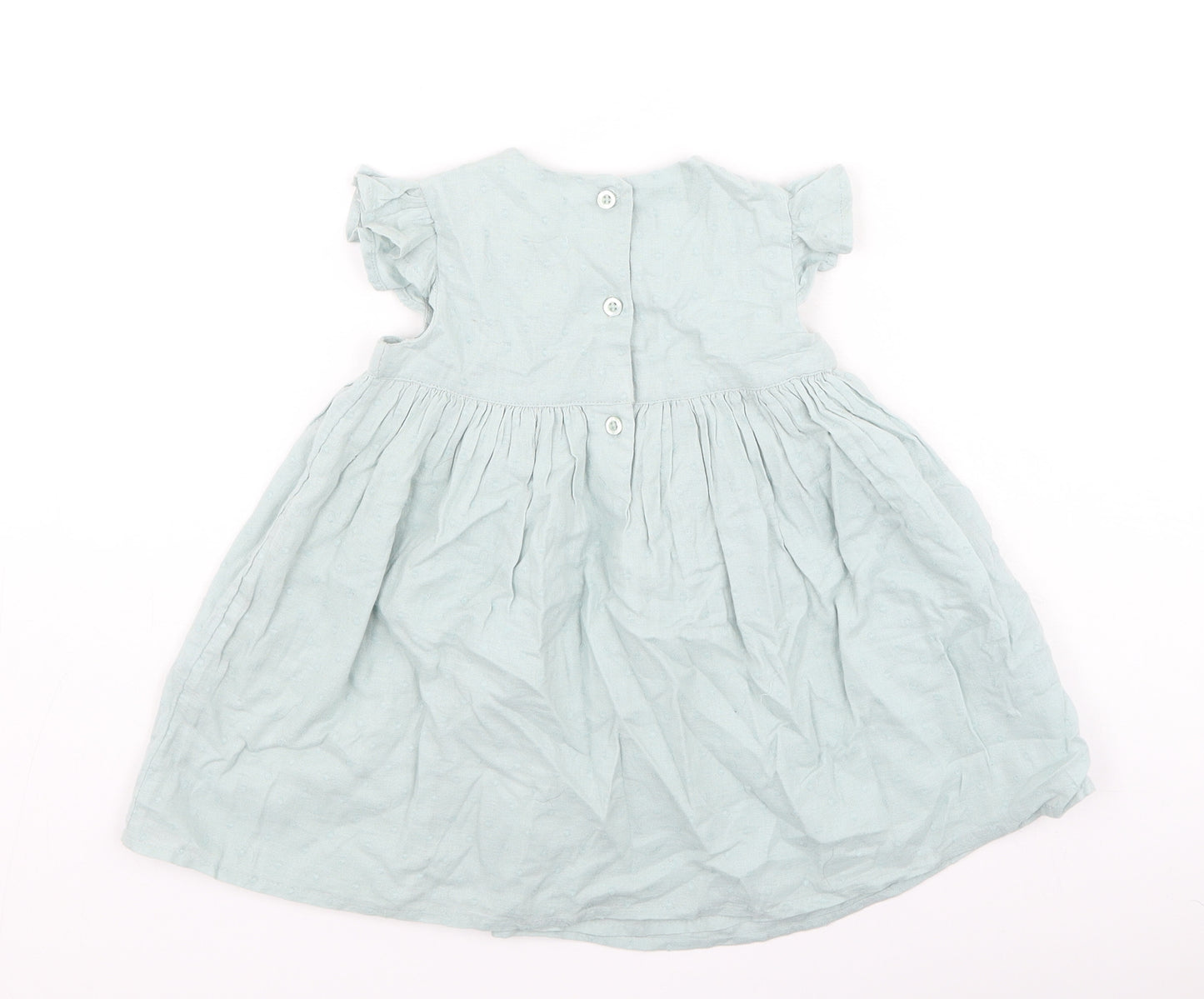 George  Girls Green  Cotton Fit & Flare  Size 9-12 Months  Round Neck