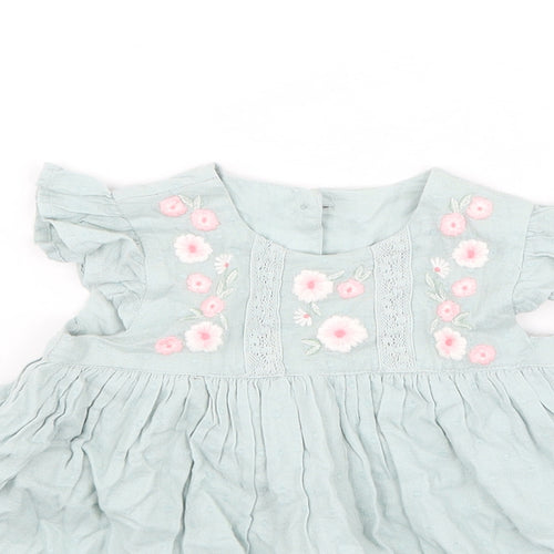 George  Girls Green  Cotton Fit & Flare  Size 9-12 Months  Round Neck