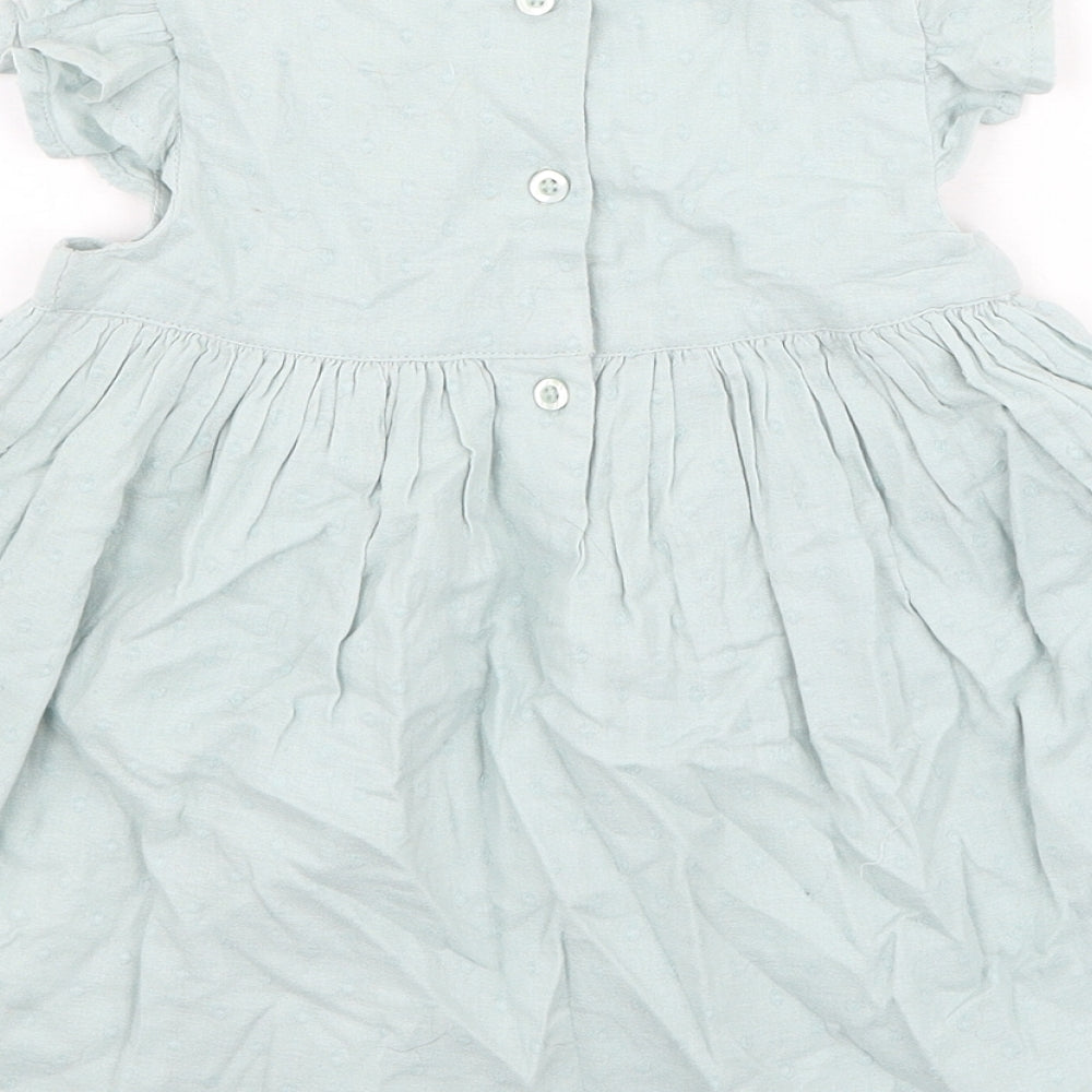 George  Girls Green  Cotton Fit & Flare  Size 9-12 Months  Round Neck