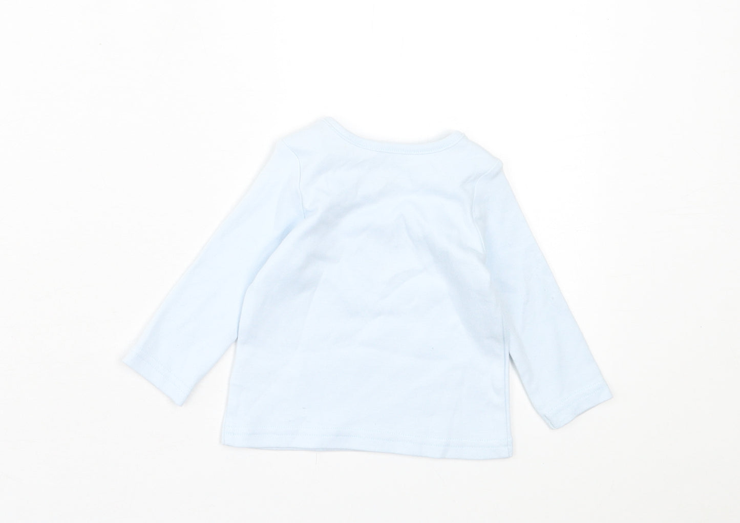 mamas & papas Boys Blue  Cotton Basic Casual Size 0-3 Months Crew Neck Pullover - Little Brother