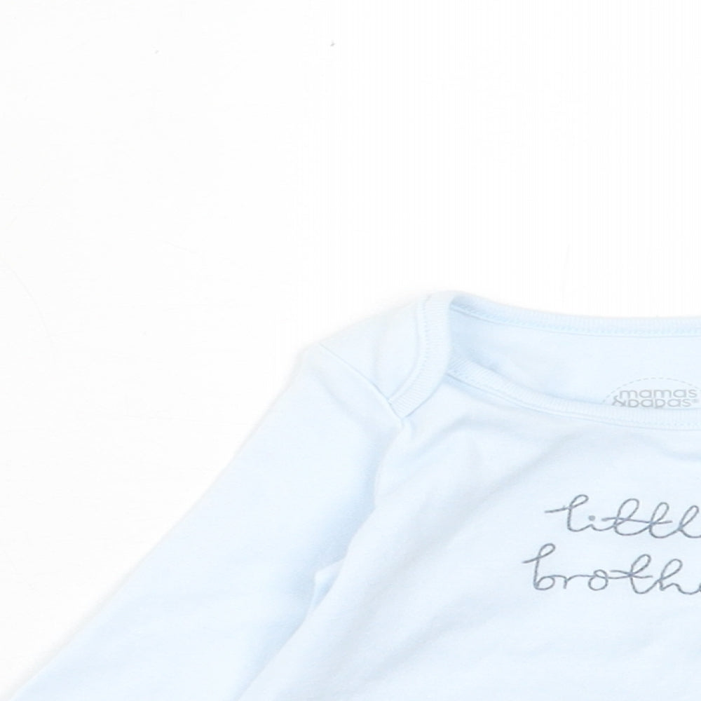 mamas & papas Boys Blue  Cotton Basic Casual Size 0-3 Months Crew Neck Pullover - Little Brother
