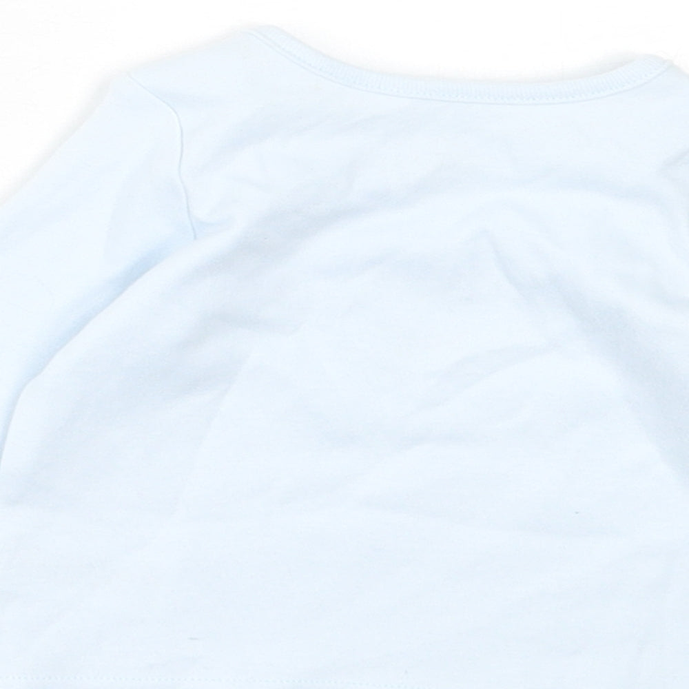 mamas & papas Boys Blue  Cotton Basic Casual Size 0-3 Months Crew Neck Pullover - Little Brother