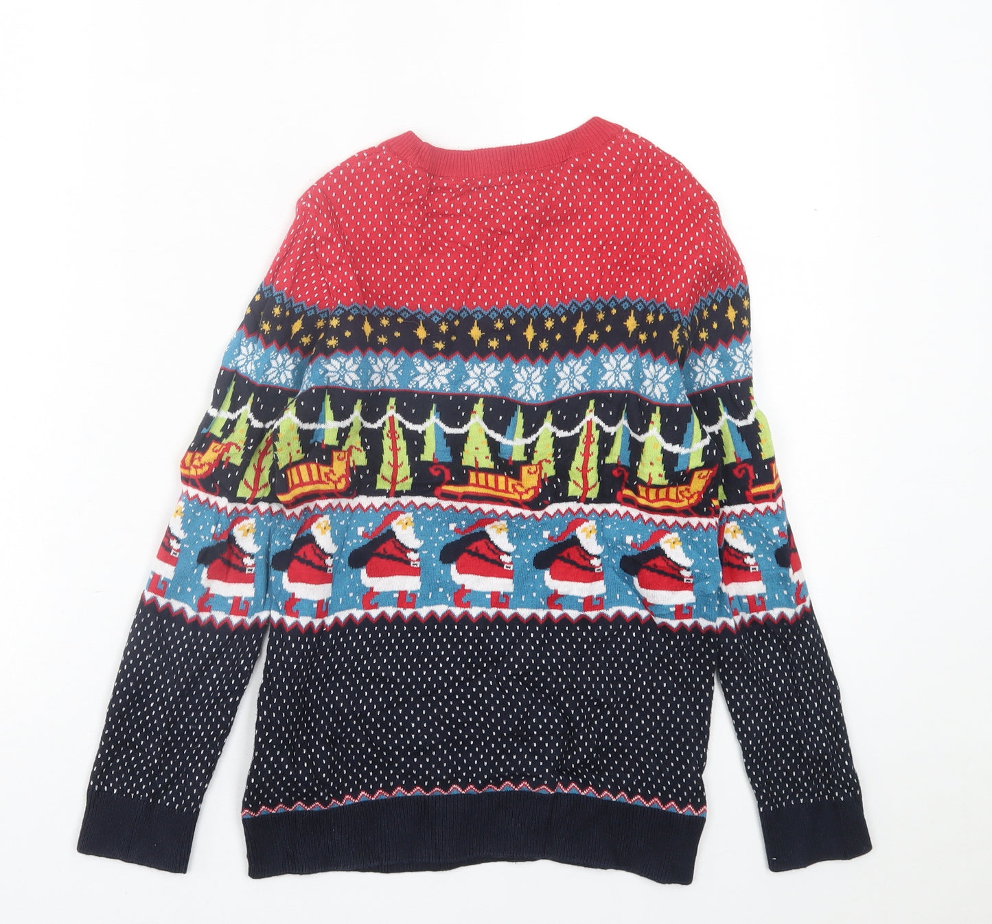 NEXT Boys Multicoloured Crew Neck Geometric Cotton Pullover Jumper Size 8 Years  Pullover - Christmas