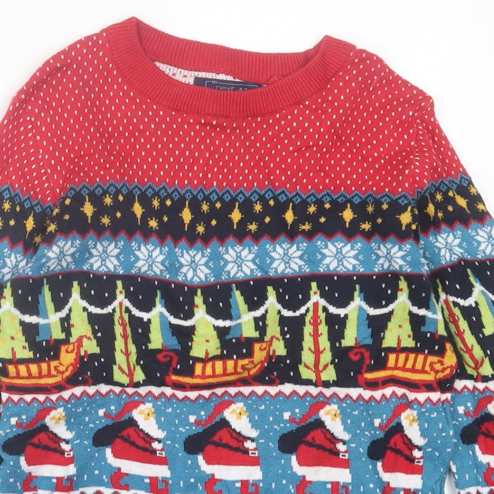 NEXT Boys Multicoloured Crew Neck Geometric Cotton Pullover Jumper Size 8 Years  Pullover - Christmas