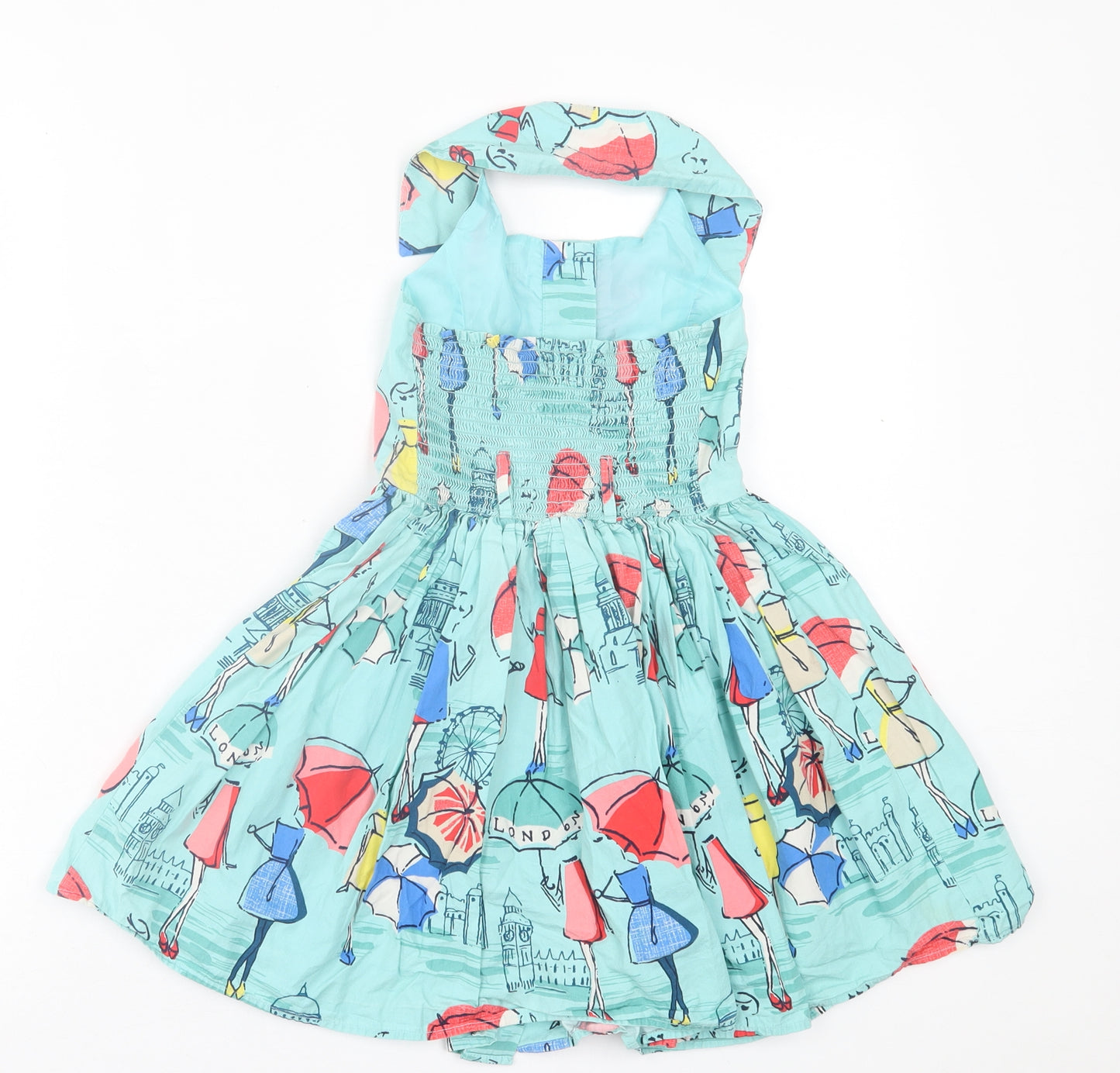 NEXT Girls Blue Geometric Cotton A-Line  Size 6 Years  Collared Button