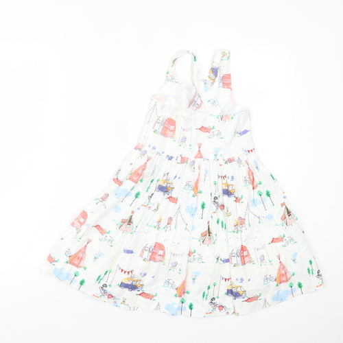 NEXT Girls Multicoloured Geometric Cotton A-Line  Size 6 Years  Square Neck Button