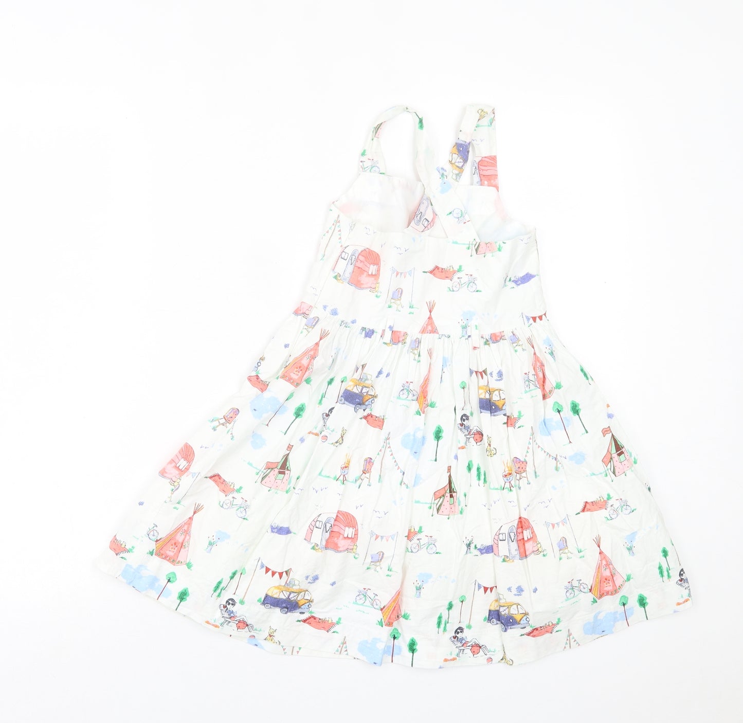 NEXT Girls Multicoloured Geometric Cotton A-Line  Size 6 Years  Square Neck Button