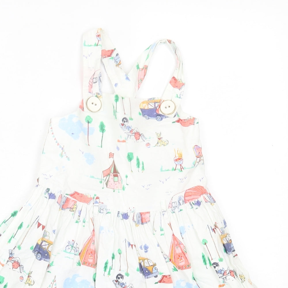 NEXT Girls Multicoloured Geometric Cotton A-Line  Size 6 Years  Square Neck Button