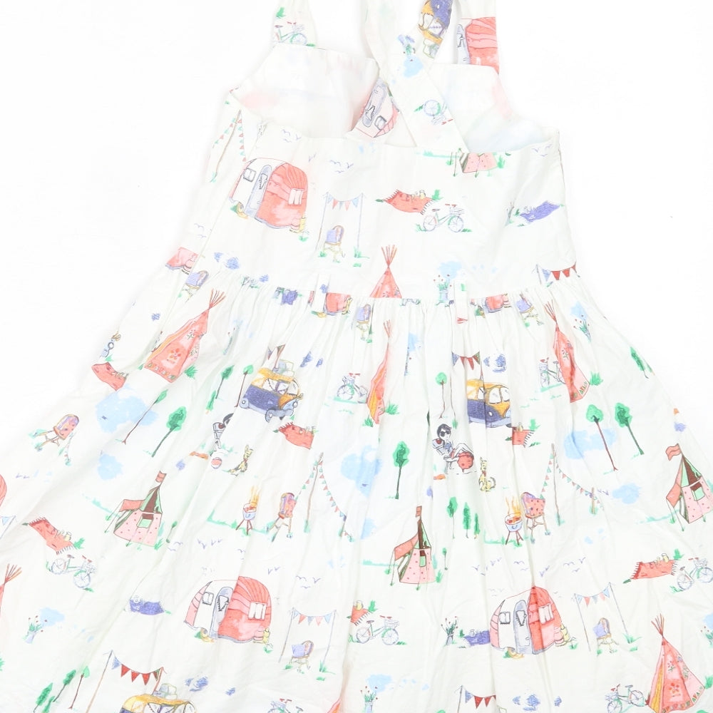 NEXT Girls Multicoloured Geometric Cotton A-Line  Size 6 Years  Square Neck Button