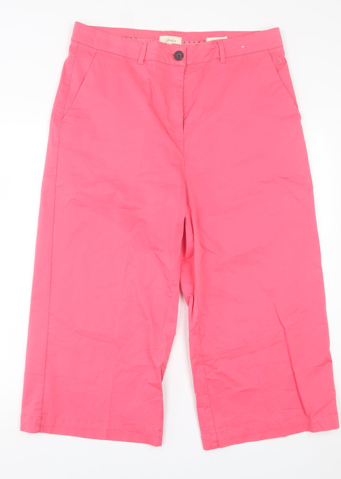 Joules Womens Pink  Cotton Cropped Trousers Size 16 L21 in Regular Button