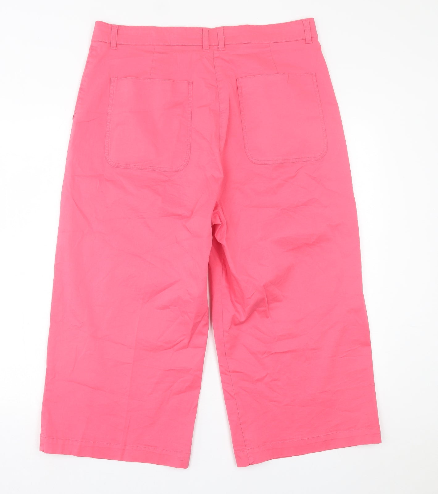 Joules Womens Pink  Cotton Cropped Trousers Size 16 L21 in Regular Button