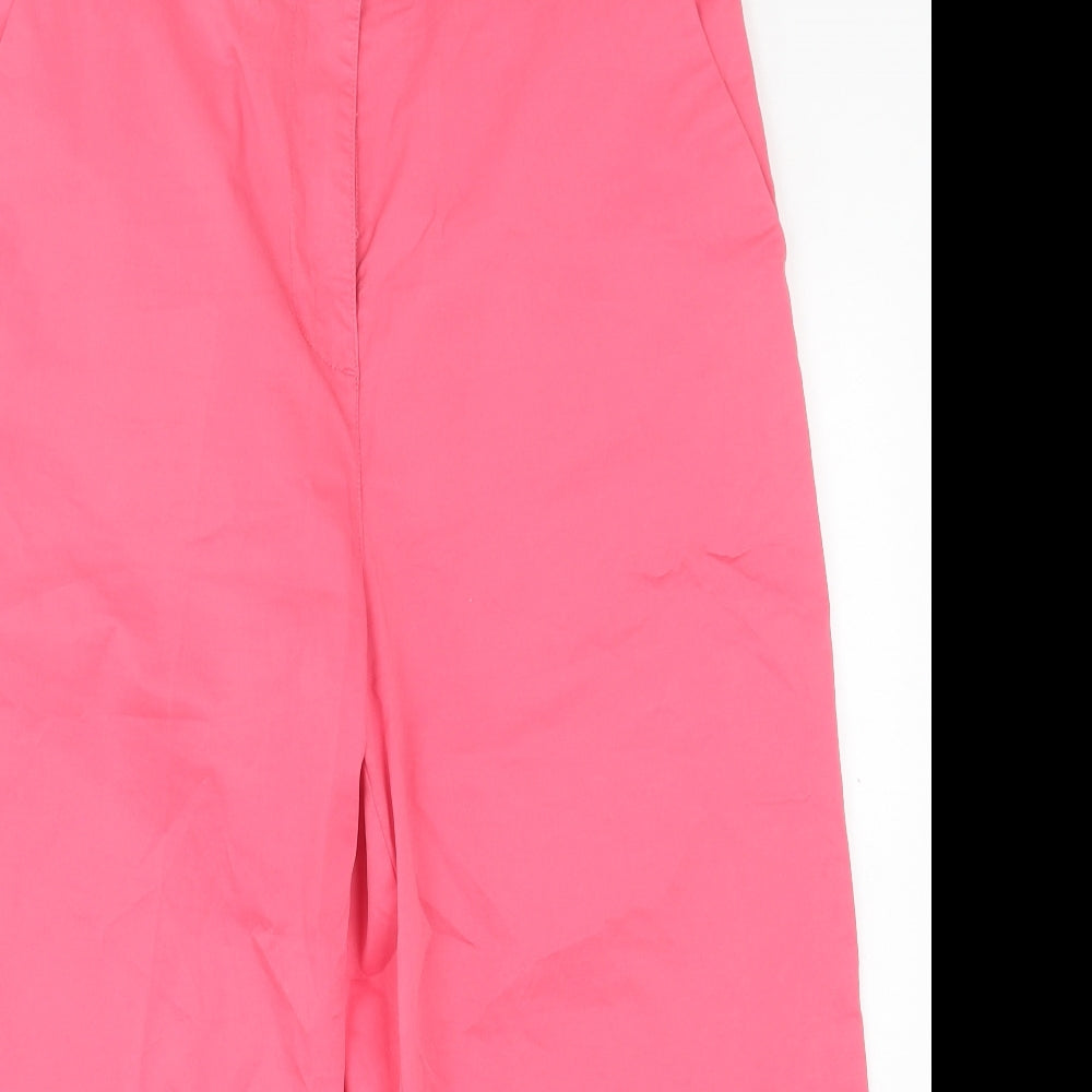 Joules Womens Pink  Cotton Cropped Trousers Size 16 L21 in Regular Button