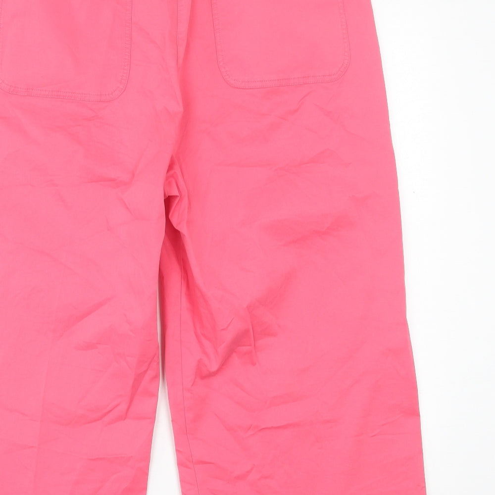 Joules Womens Pink  Cotton Cropped Trousers Size 16 L21 in Regular Button