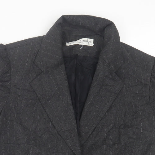 Sticky Fingers Womens Grey Striped  Jacket Blazer Size 14  Button