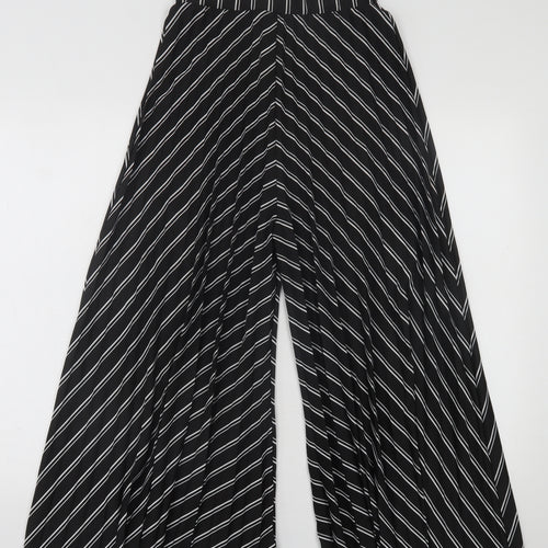 QED London Womens Black Striped Polyester Cropped Trousers Size 8 L22 in Regular