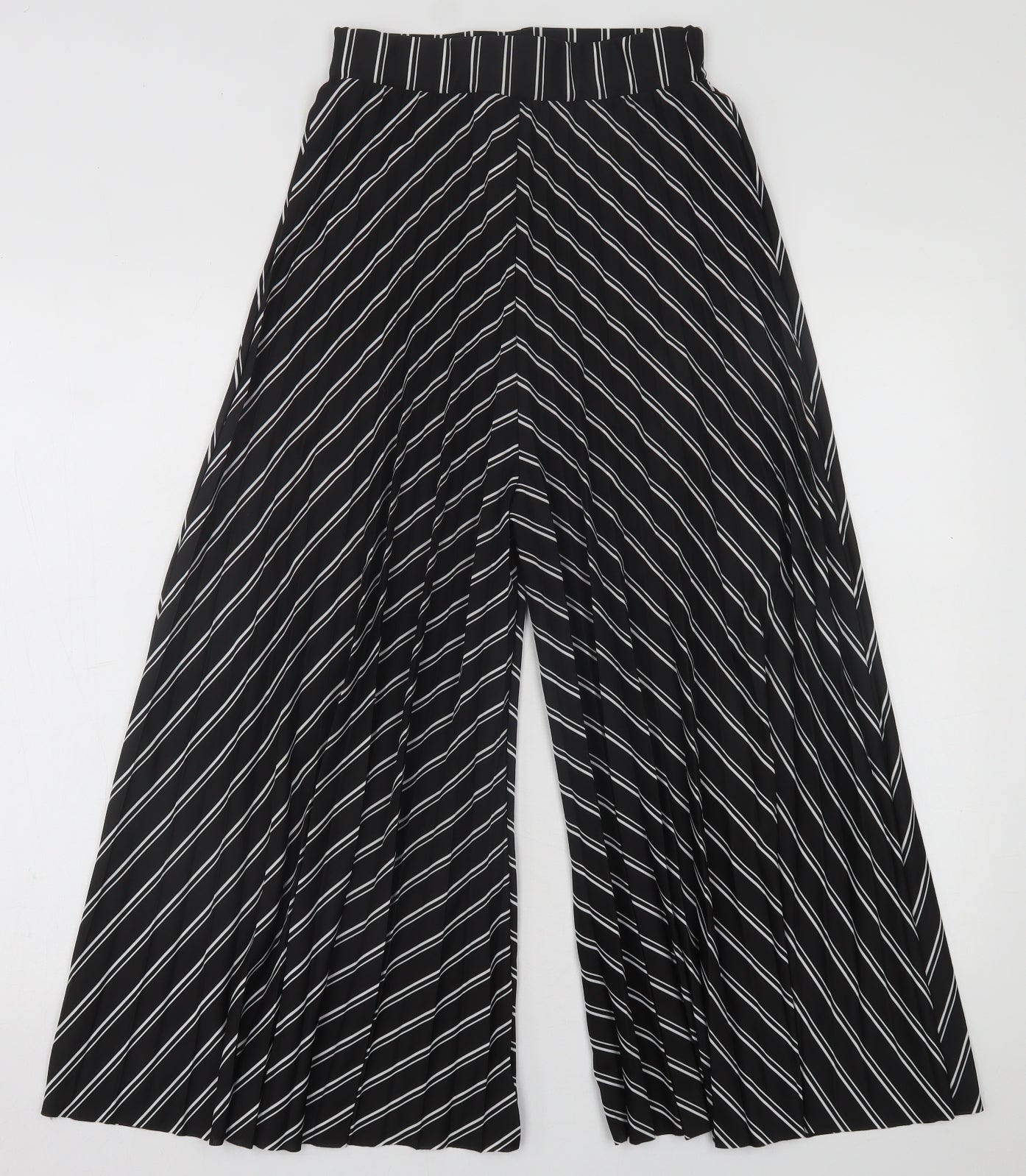 QED London Womens Black Striped Polyester Cropped Trousers Size 8 L22 in Regular
