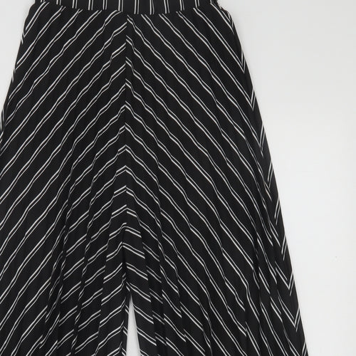 QED London Womens Black Striped Polyester Cropped Trousers Size 8 L22 in Regular