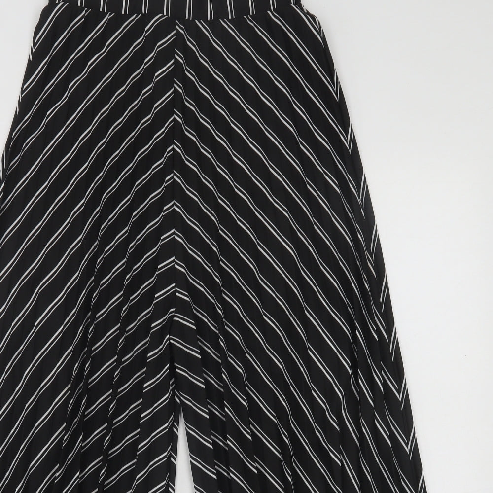 QED London Womens Black Striped Polyester Cropped Trousers Size 8 L22 in Regular