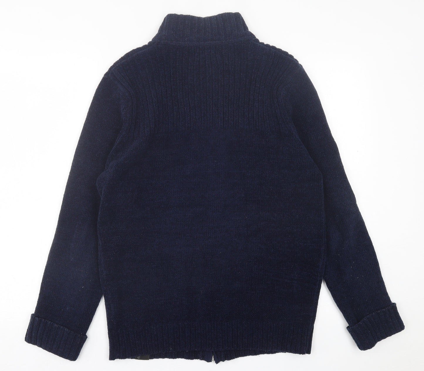 Burton Mens Blue High Neck  Acrylic Full Zip Jumper Size M