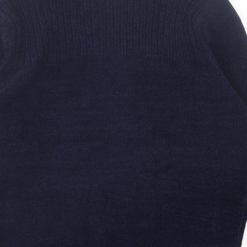 Burton Mens Blue High Neck  Acrylic Full Zip Jumper Size M