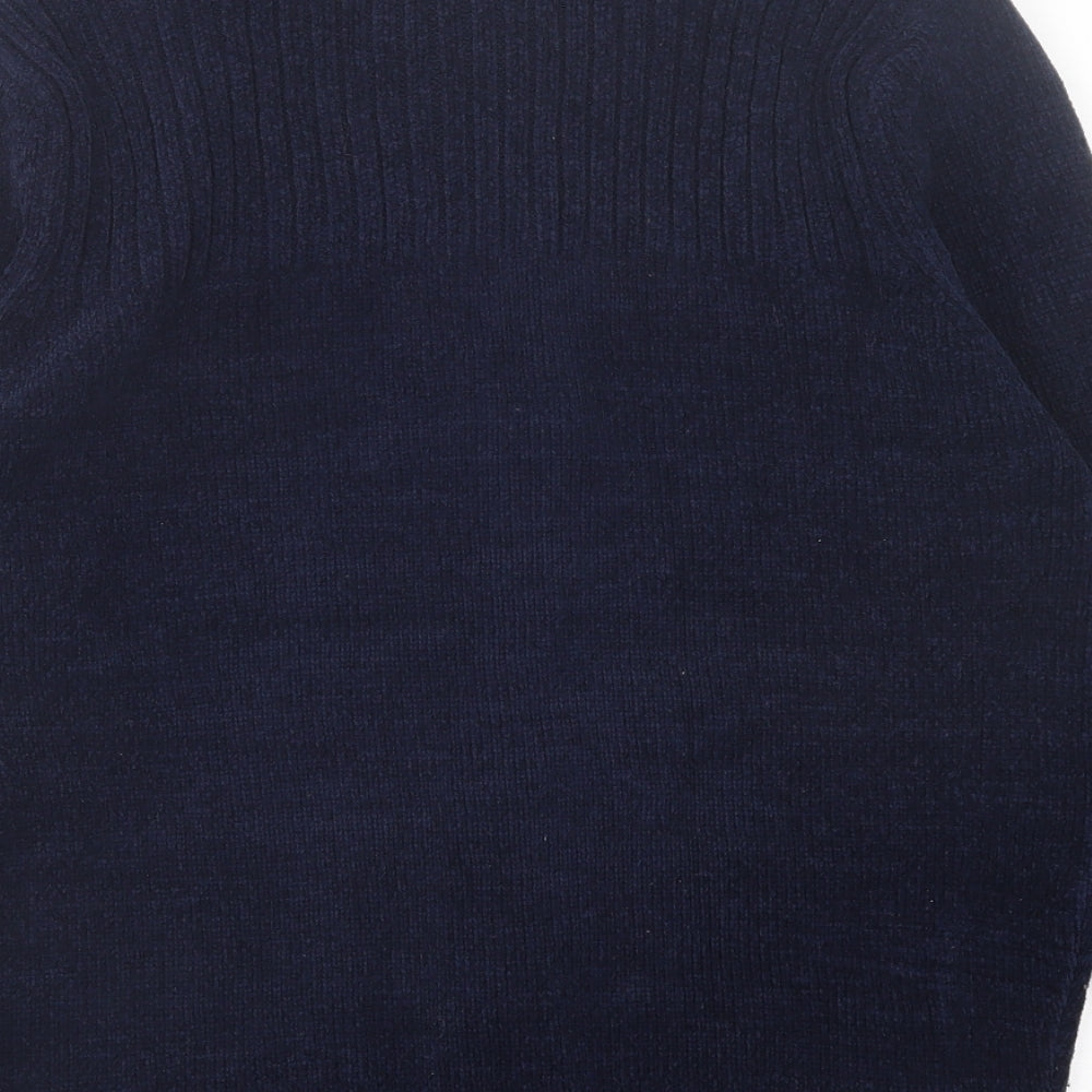 Burton Mens Blue High Neck  Acrylic Full Zip Jumper Size M
