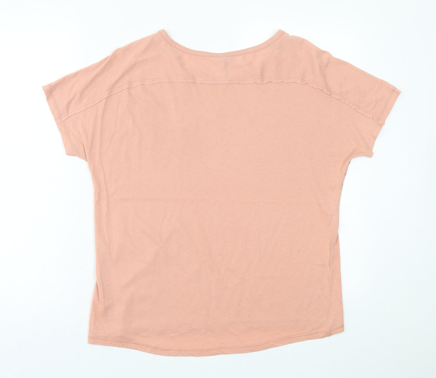 United Colors of Benetton Womens Pink Geometric Cotton Basic T-Shirt Size M Crew Neck