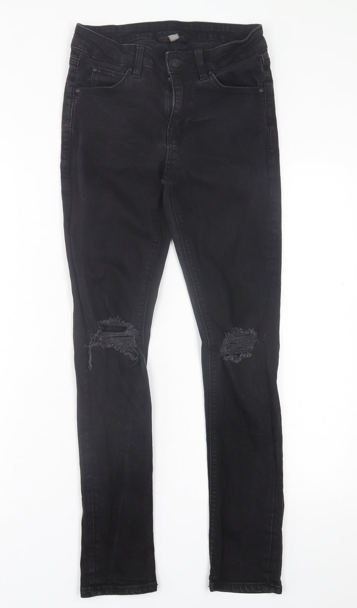 ASOS Mens Black Cotton Skinny Jeans Size 28 in L30 in Regular Button - Short Leg