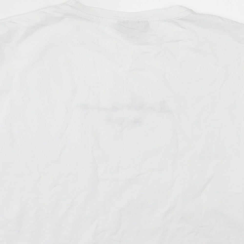 Topshop Womens White  Cotton Cropped T-Shirt Size 12 Crew Neck - New York