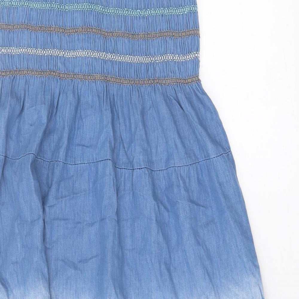 Lapis Womens Blue Geometric Cotton A-Line  Size M  Scoop Neck Pullover