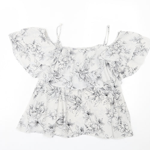 Atmosphere Womens Grey Floral Polyester Basic Tank Size 8 Scoop Neck
