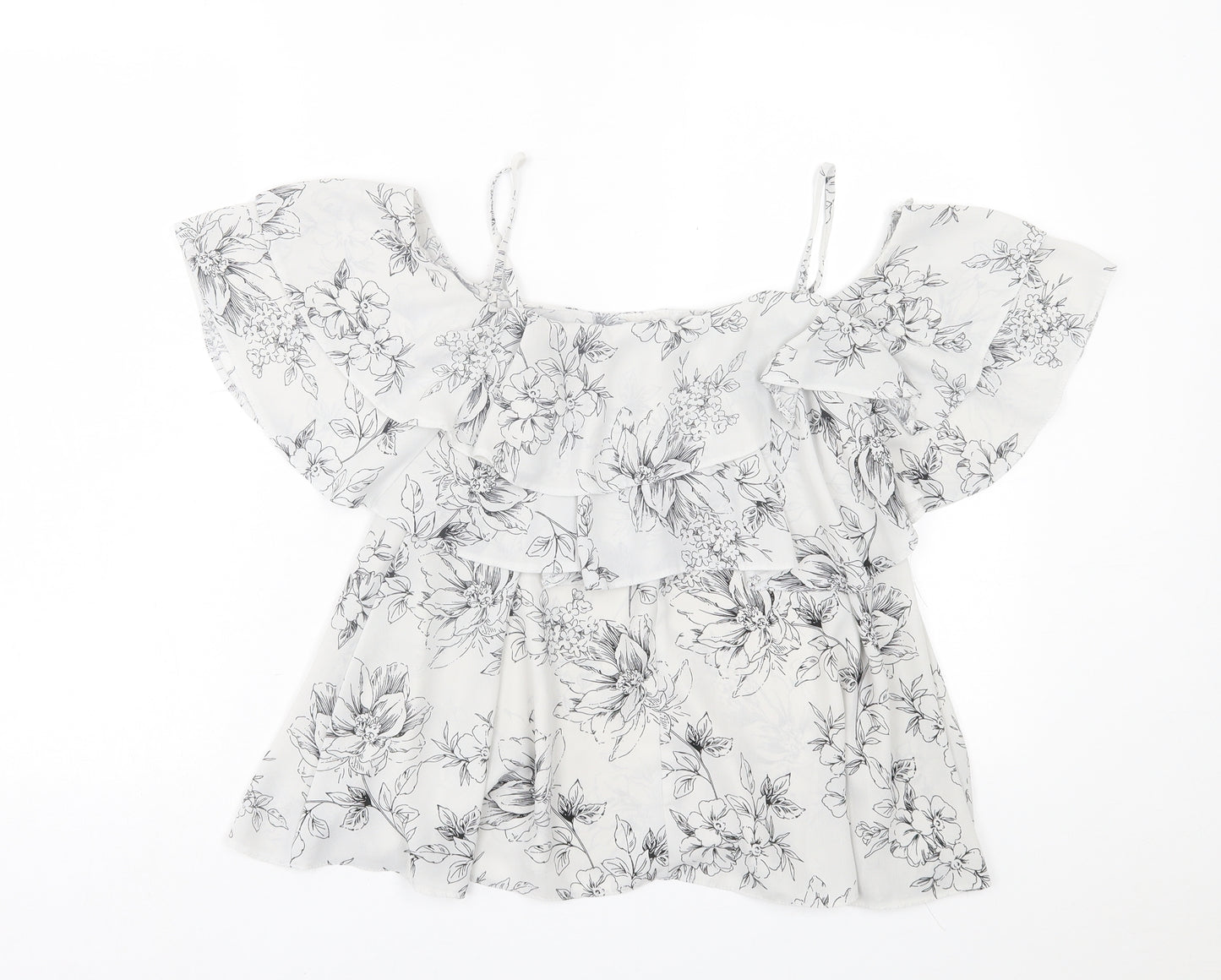 Atmosphere Womens Grey Floral Polyester Basic Tank Size 8 Scoop Neck